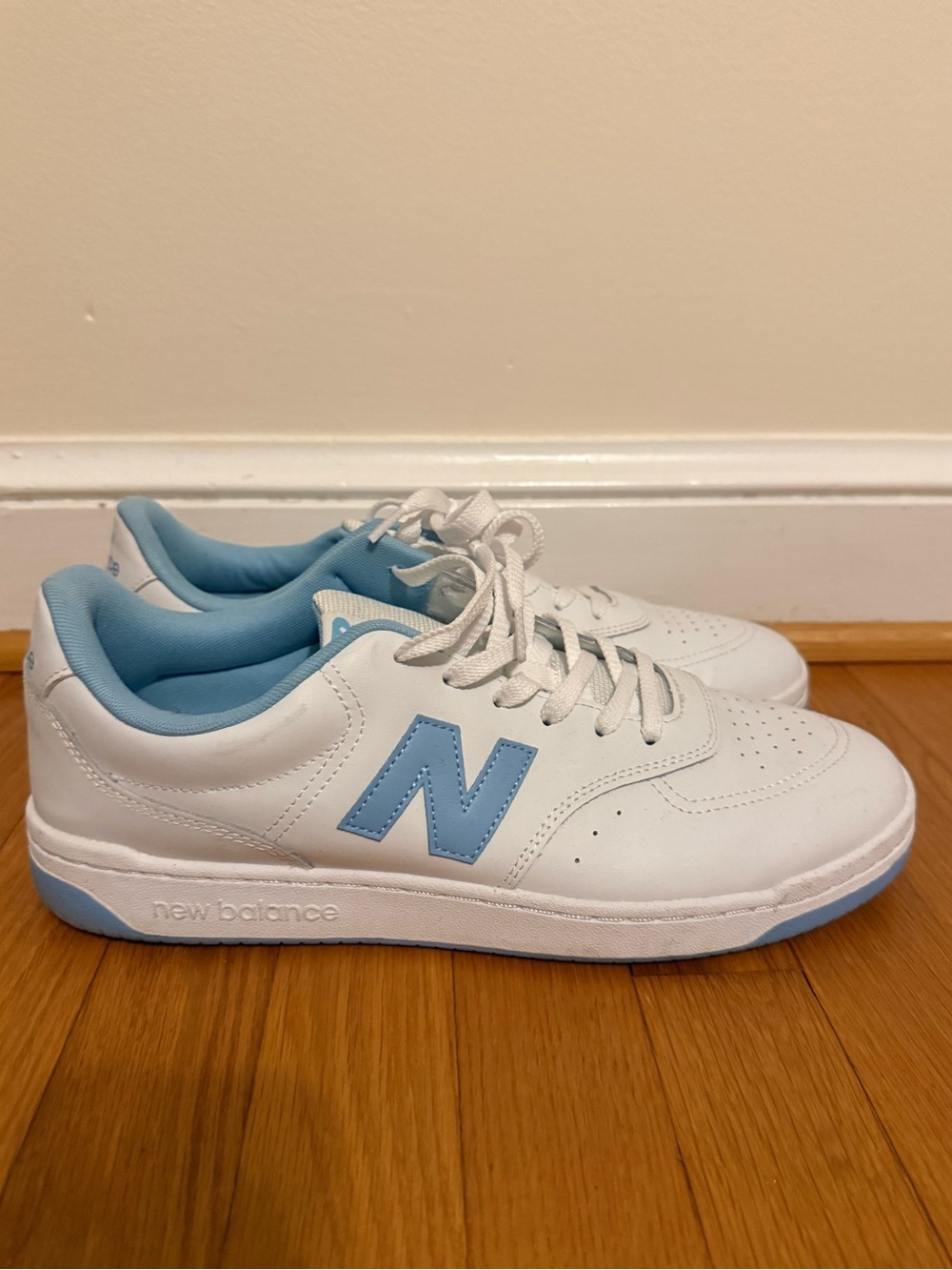 New Balance gender neutral White & Light Blue Low-Top Sneakers